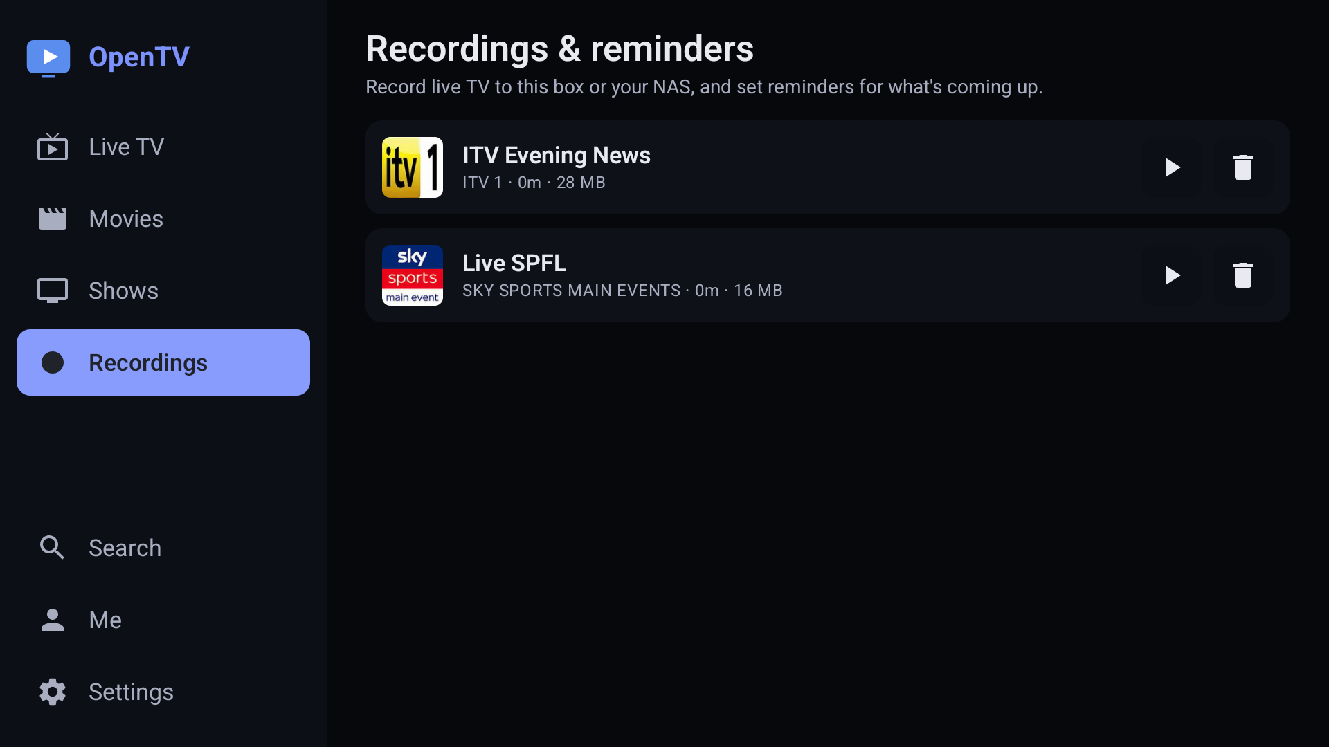 Recordings and reminders
